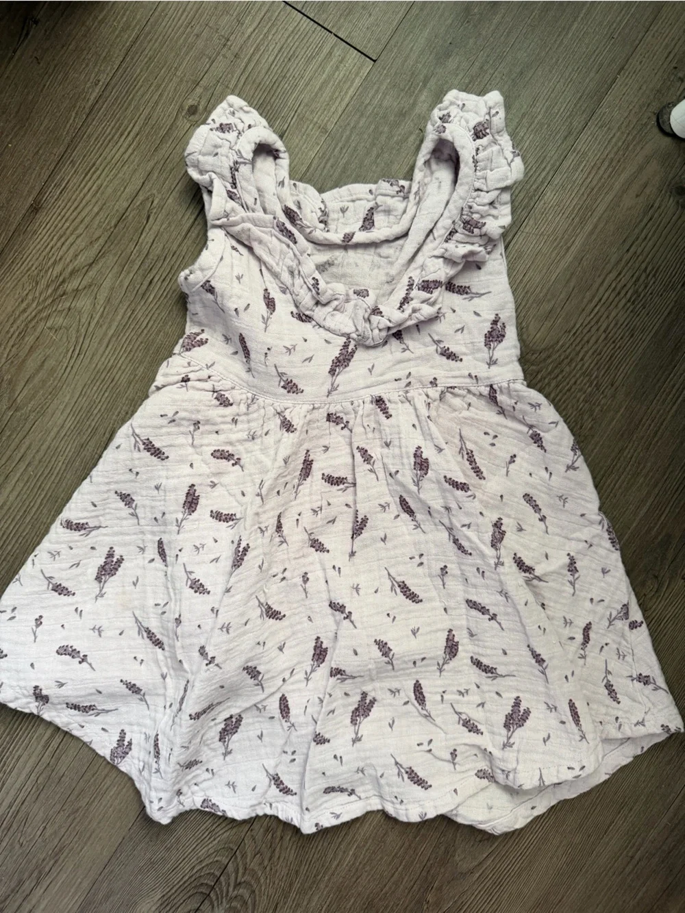 Girls Lilac Floral Ruffle-Strap Casual Dress